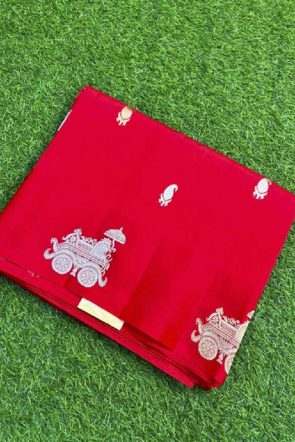 Red Pure Raw Mango Banarasi Handloom Saree in Varanasi