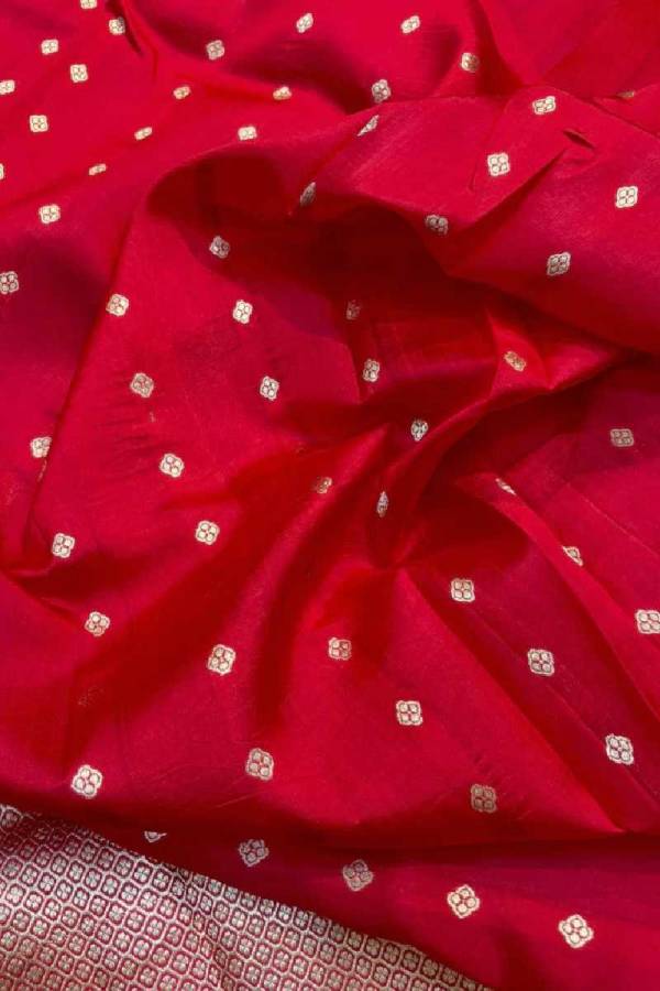 Red Pure Raw Mango Banarasi Handloom Saree in Varanasi