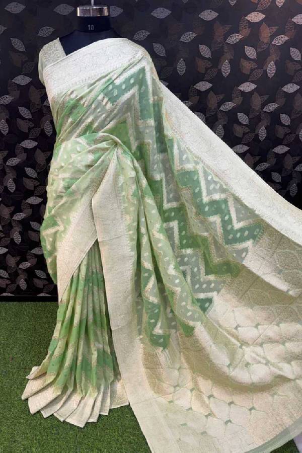 Sea Green Rungkaat Georgette Banarasi Saree in Varanasi