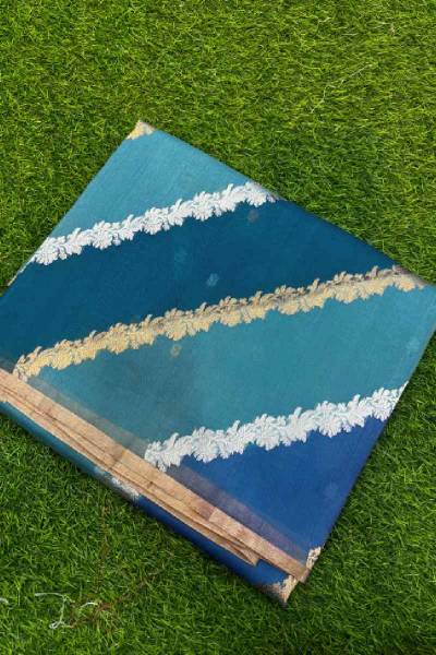 Sky Blue Kora Katan Rungkaat Banarasi Handloom Saree in Varanasi