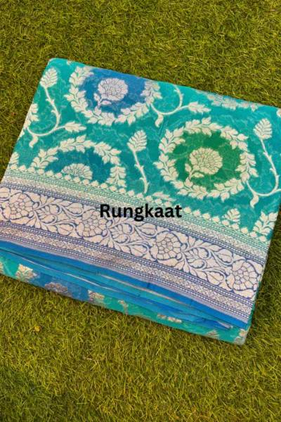 Sky Blue Pure Khaddi Georgette Banarasi Handloom Saree Manufacturers, Suppliers, Exporters in Korba